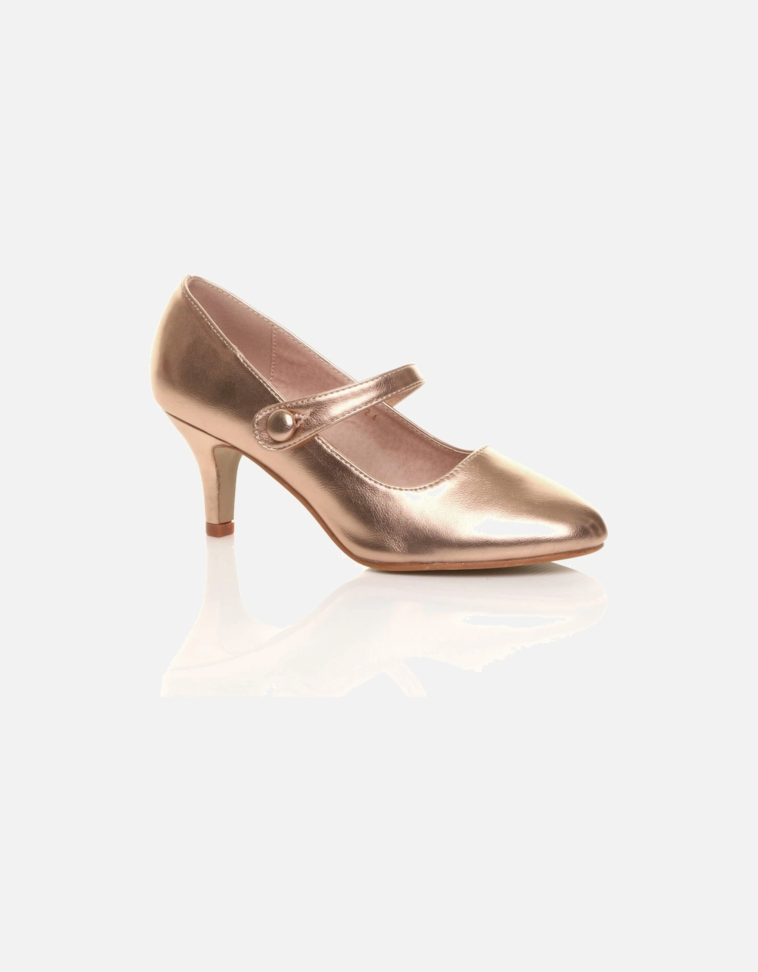 Mid Kitten Heel Mary Jane Faux Leather Court Shoes, 2 of 1