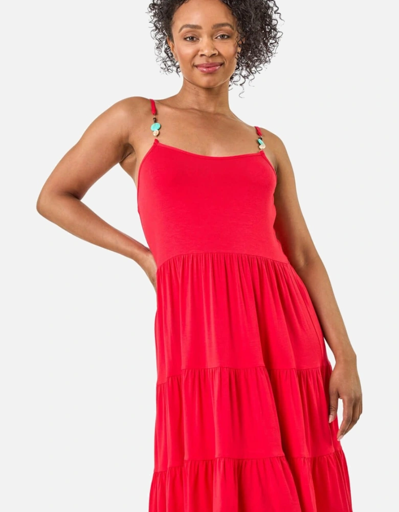 Petite Beaded Strappy Tiered Dress