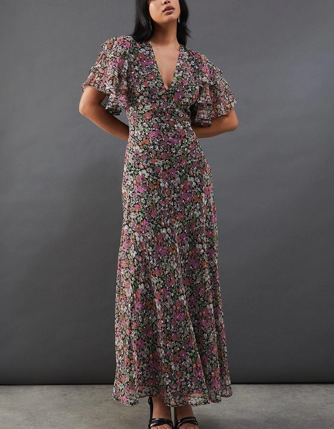 Daisy Floral Print Chiffon Maxi Dress, 2 of 1