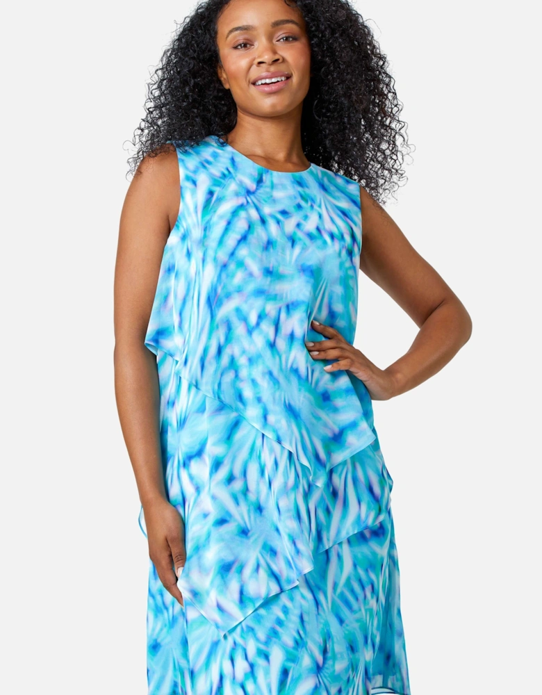 Petite Abstract Tiered Chiffon Dress