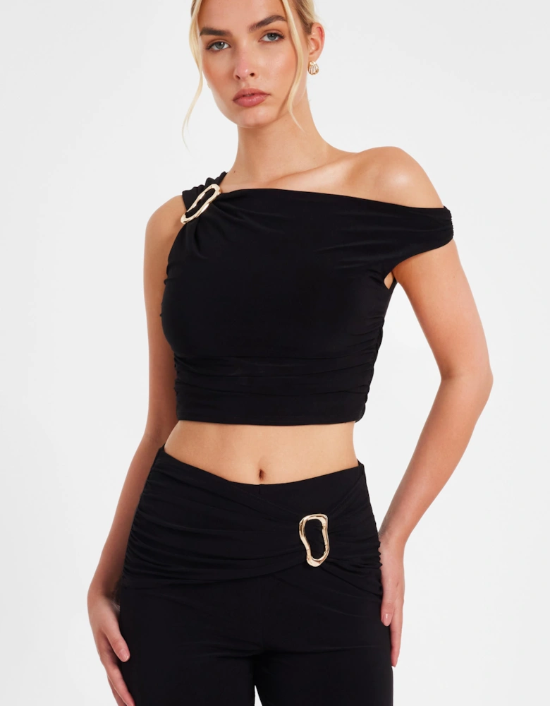 Black Buckle Detail Top