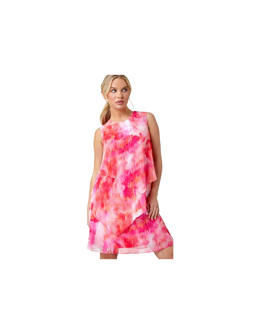 Petite Abstract Tiered Chiffon Shift Dress, 2 of 1