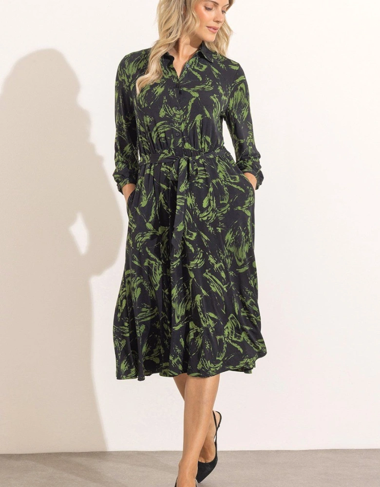 Printed Jersey Shirt Dress