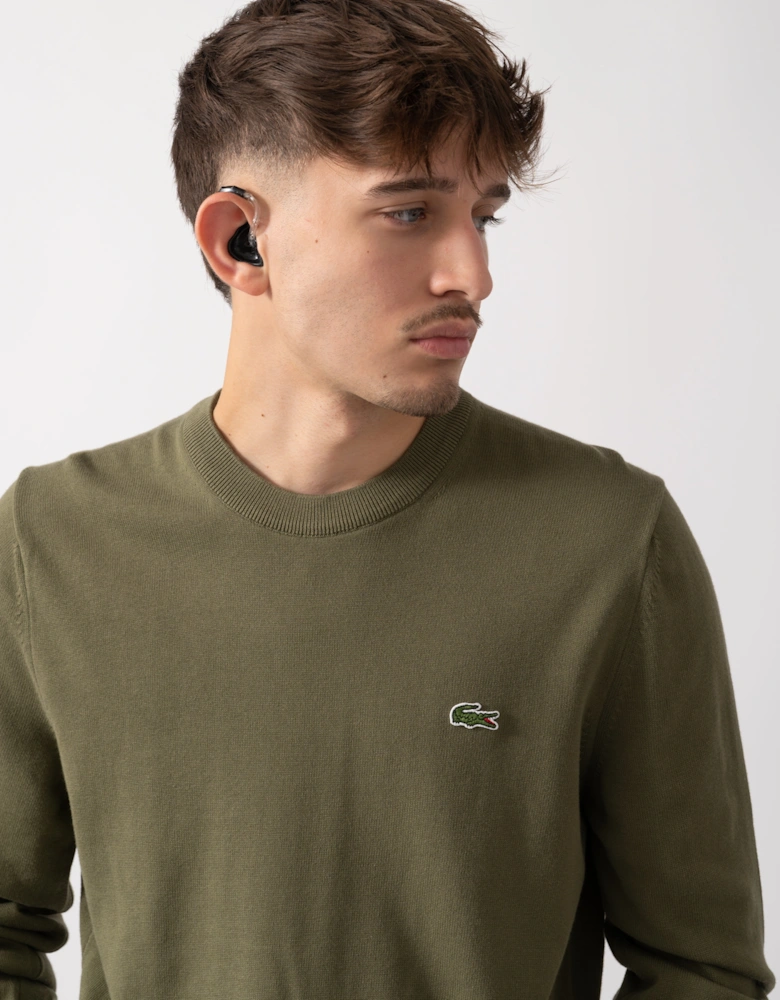 Mens Organic Cotton Crew Neck Sweater - Olive E9F
