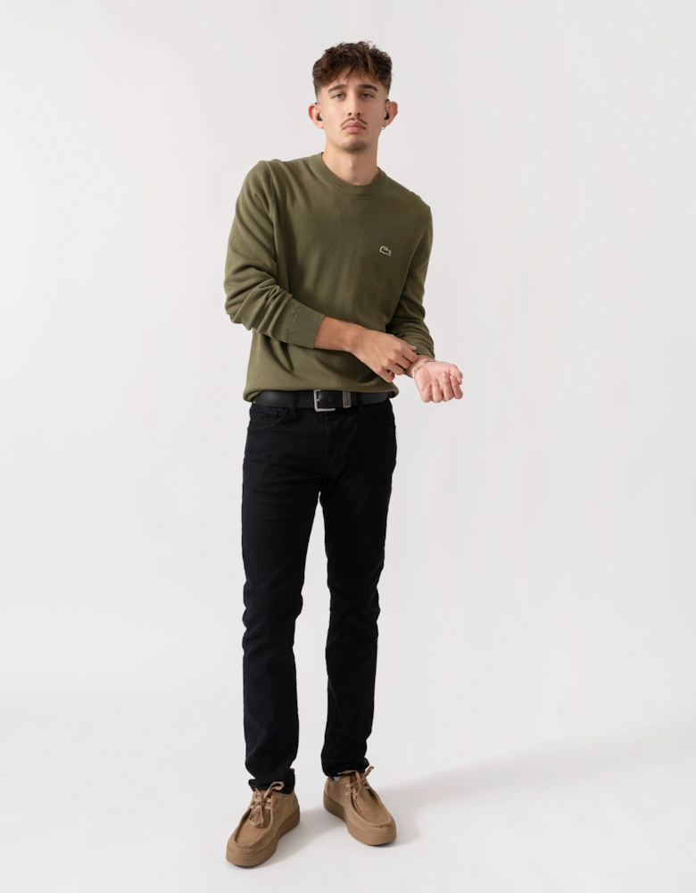Mens Organic Cotton Crew Neck Sweater - Olive E9F