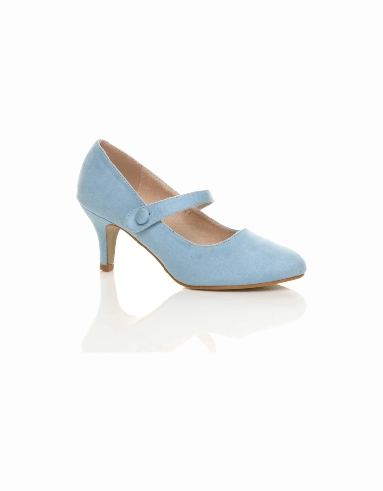 Mid Kitten Heel Mary Jane Faux Suede Court Shoes