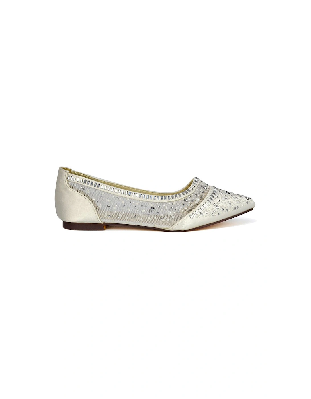 'Vivian' Pointed Toe Sparkly Diamante Wedding Bridal Pump Flats, 2 of 1