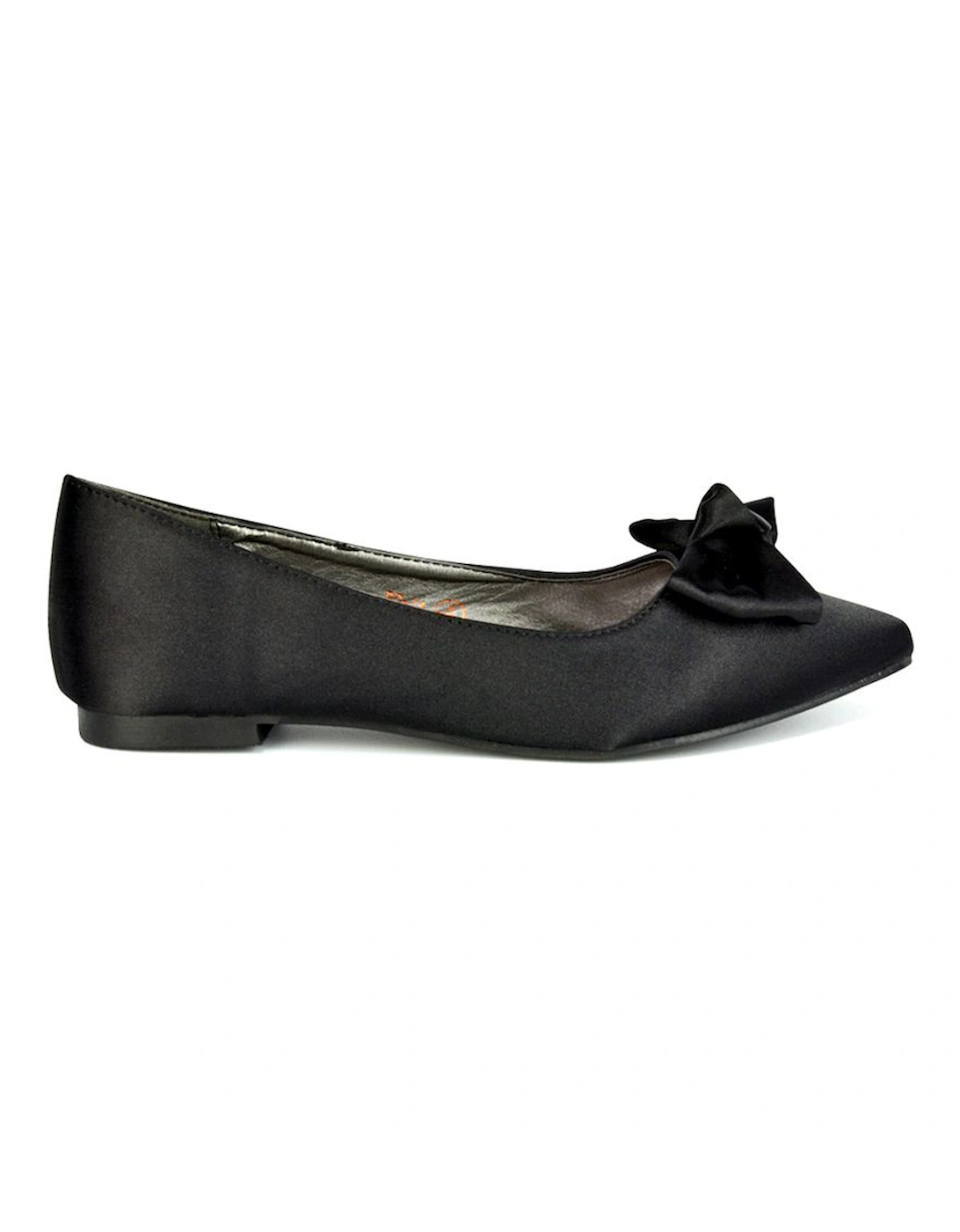 'Cally' Bow Detail Pointed Toe Ballerina Bridal Pump Shoes, 2 of 1