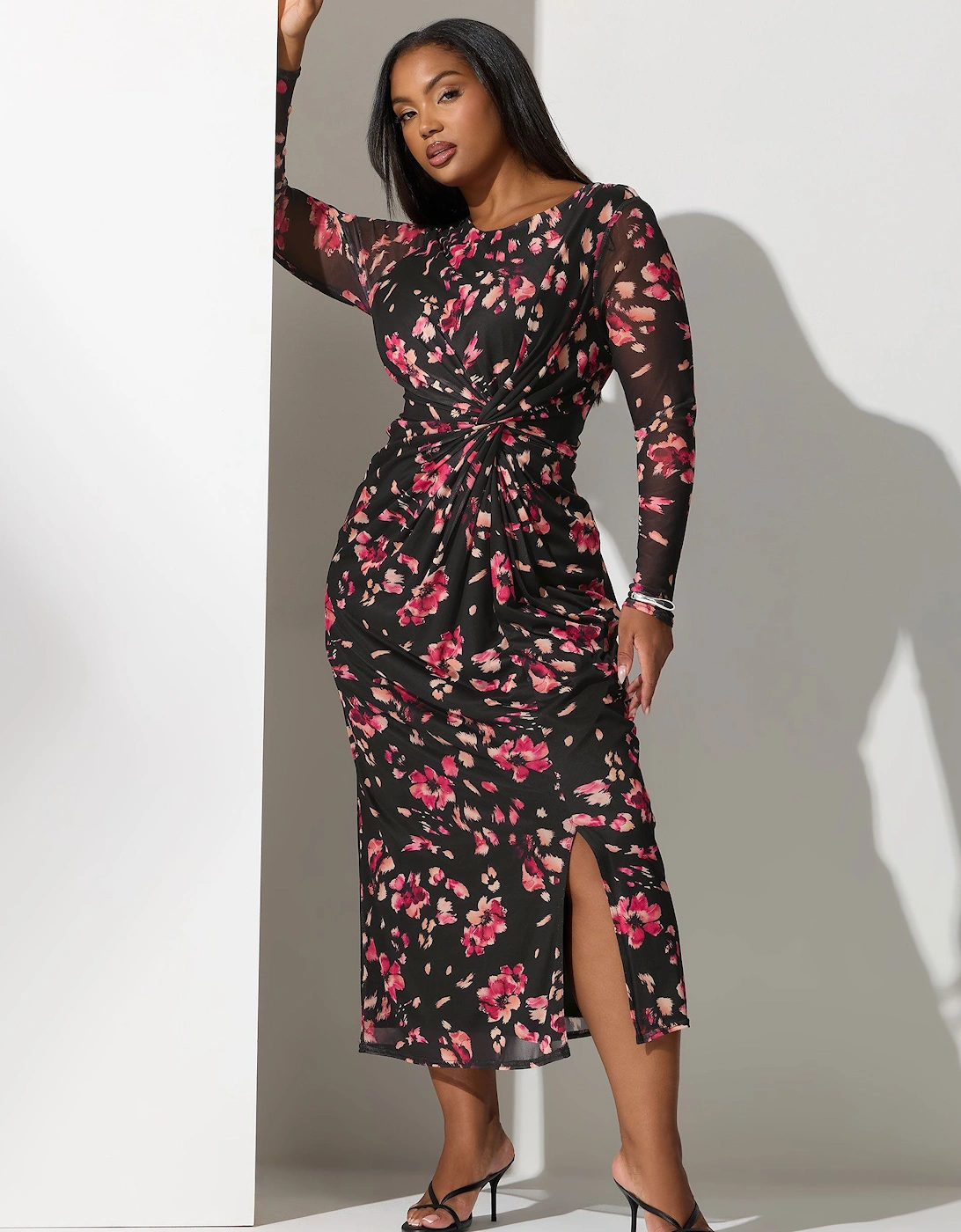 Mesh Side Knot Maxi Dress, 2 of 1