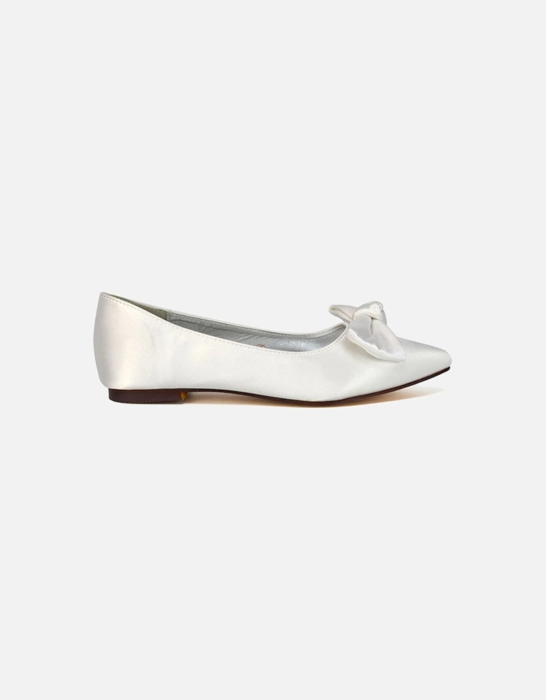 'Cally' Bow Detail Pointed Toe Ballerina Bridal Pump Shoes