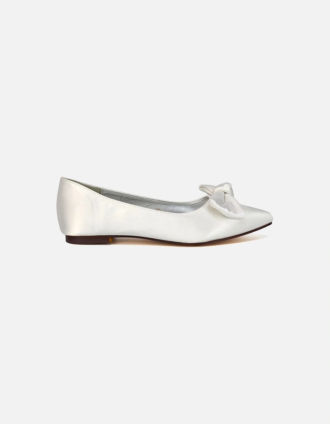 'Cally' Bow Detail Pointed Toe Ballerina Bridal Pump Shoes, 2 of 1