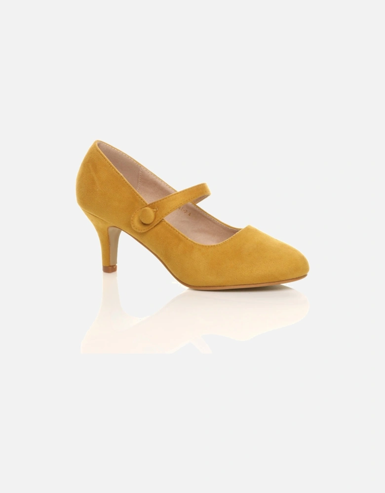 Mid Kitten Heel Mary Jane Faux Suede Court Shoes