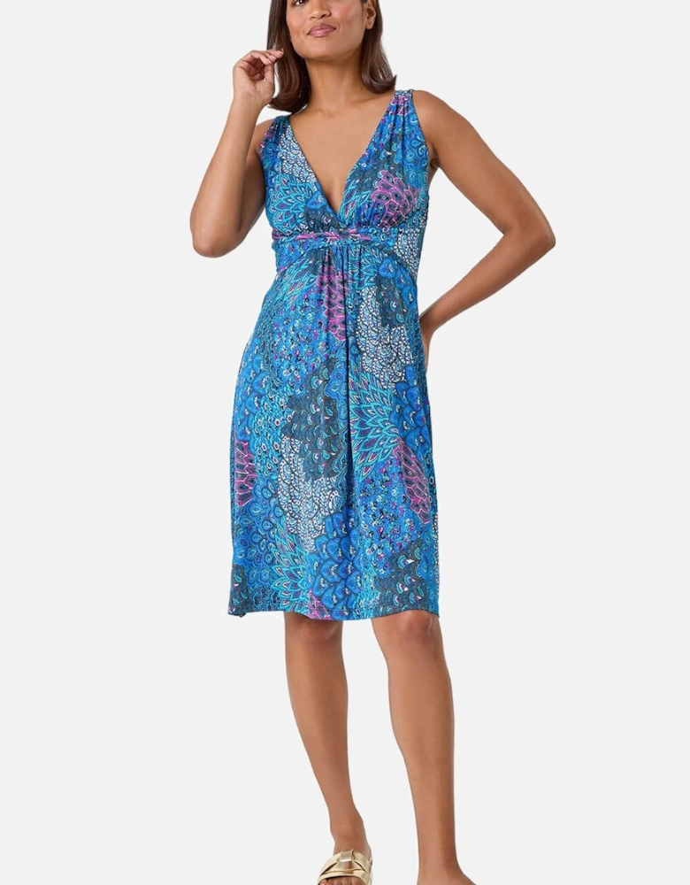 Abstract Floral Stretch Jersey Dress