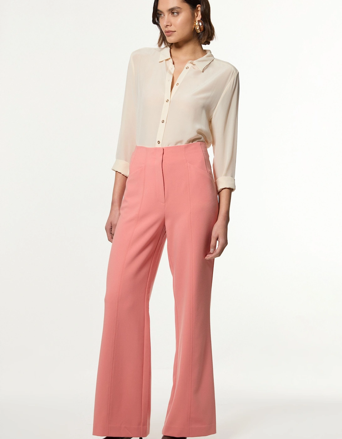 Compact Stretch Tailored Seam Detail Wide Leg Trouser, 2 of 1
