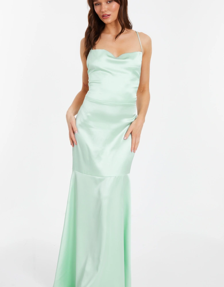Satin Cross Back Maxi Dress