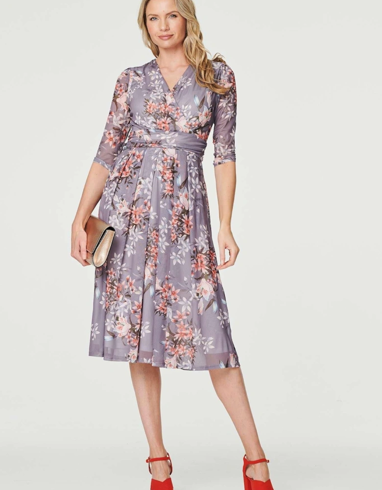 Floral Layered V-Neck Midi Dress