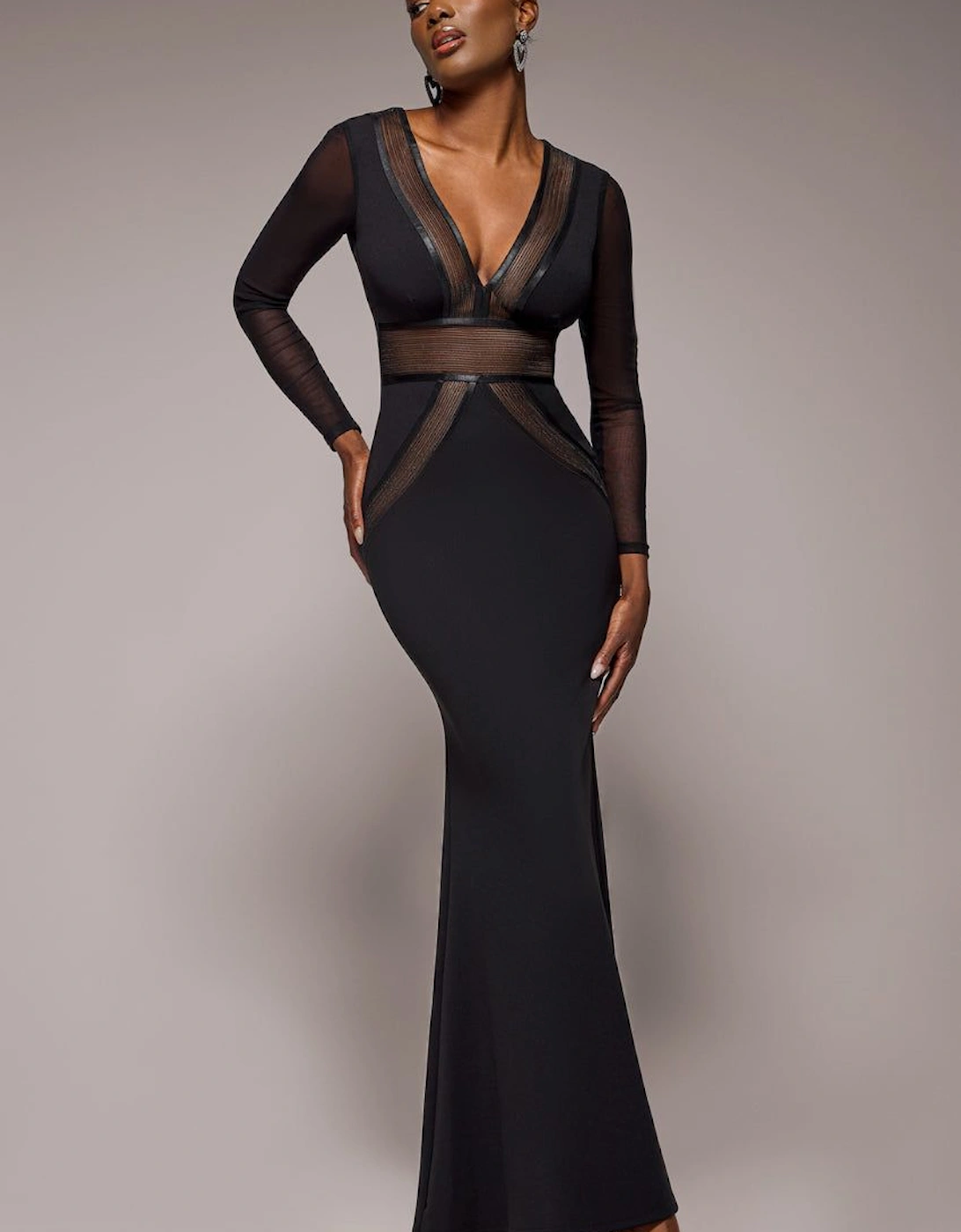 Front Crossover Lurex Split Maxi Dress, 2 of 1