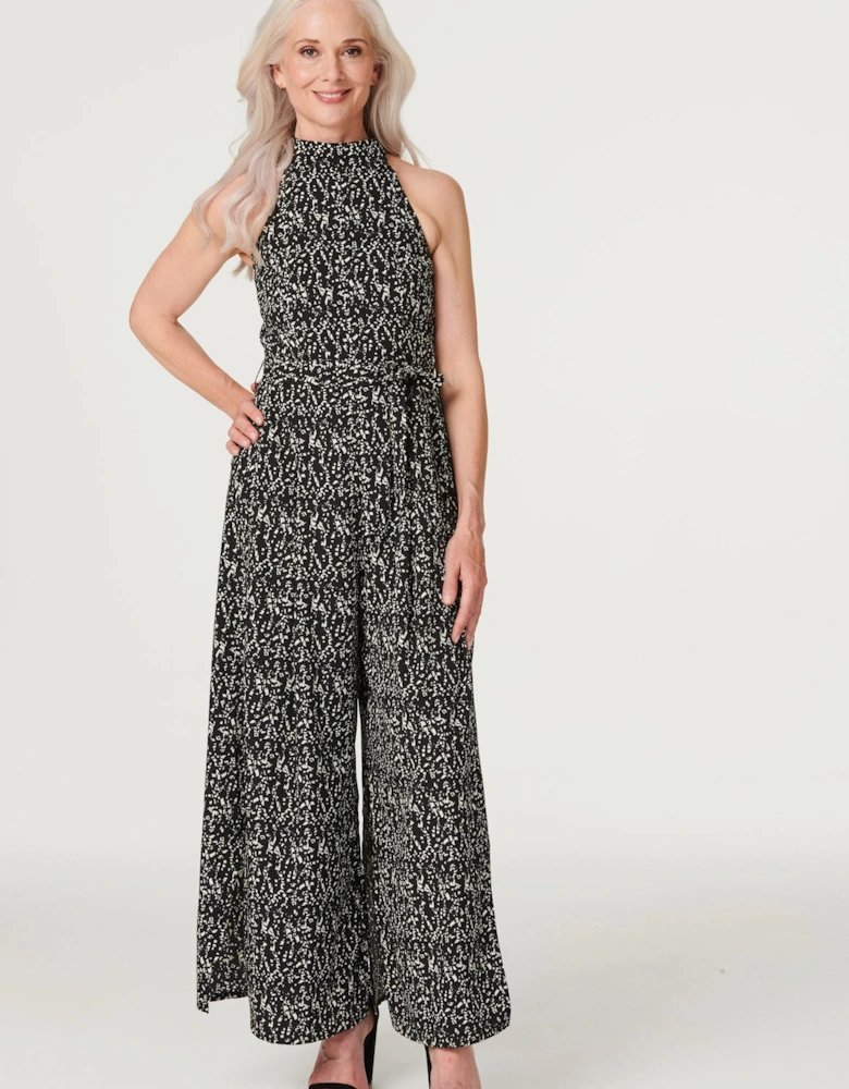 Printed Tie Waist Jumpsuit