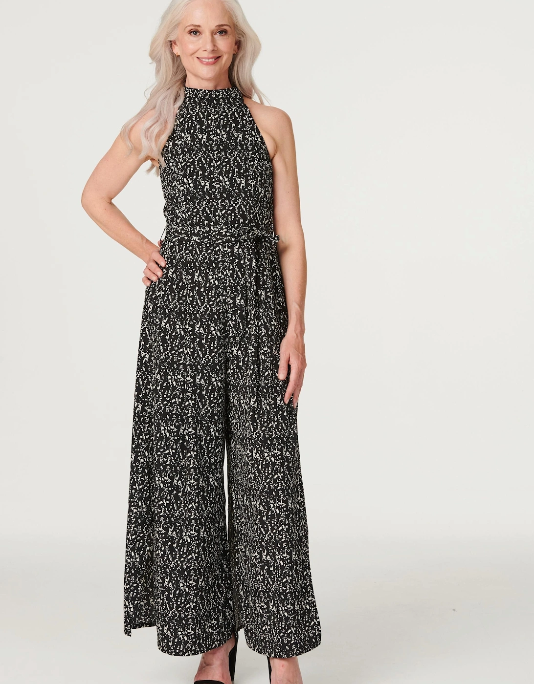Printed Tie Waist Jumpsuit, 2 of 1