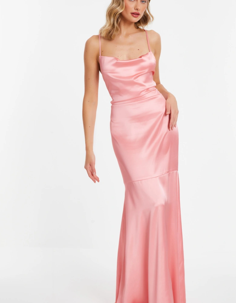 Satin Cross Back Maxi Dress