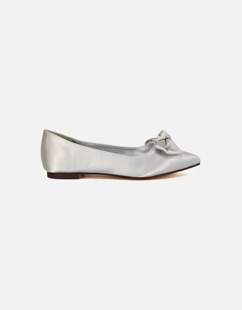 'Cally' Bow Detail Pointed Toe Ballerina Bridal Pump Shoes