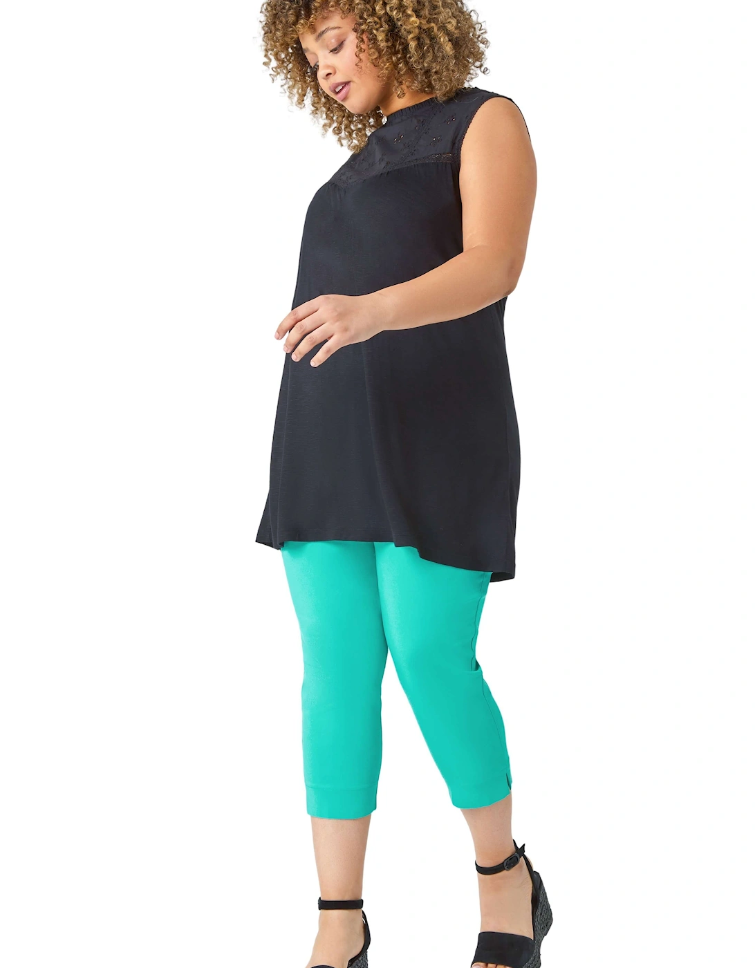 Curve Cropped Elastic Waist Stretch Trouser, 2 of 1