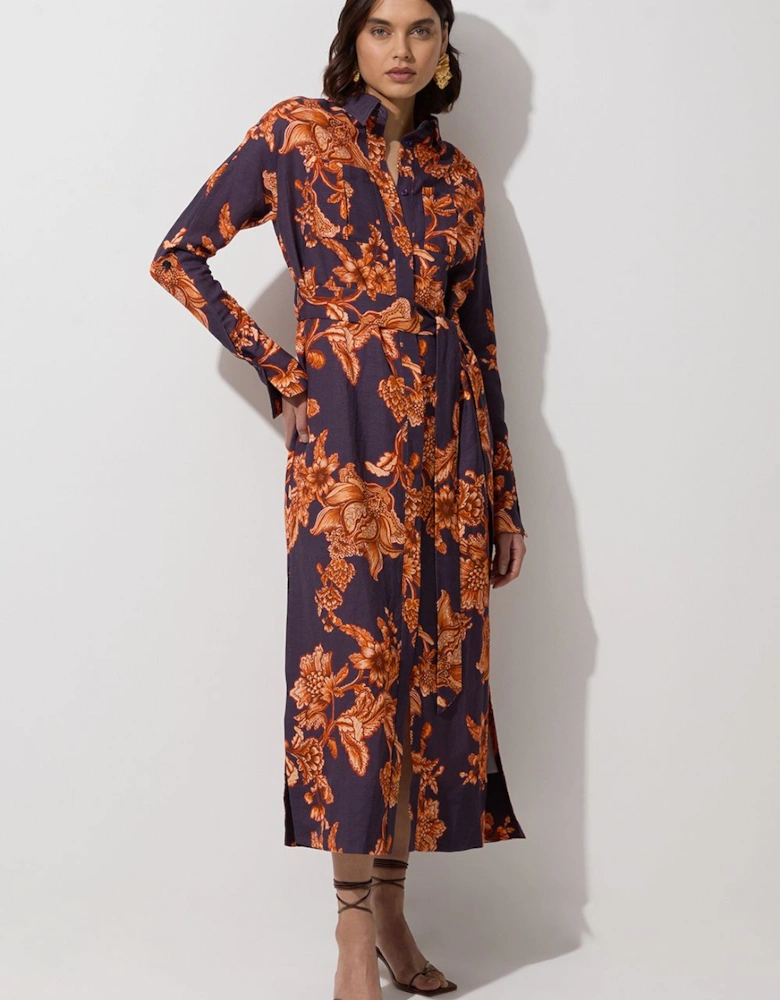 Viscose Linen Woven Shirt Dress