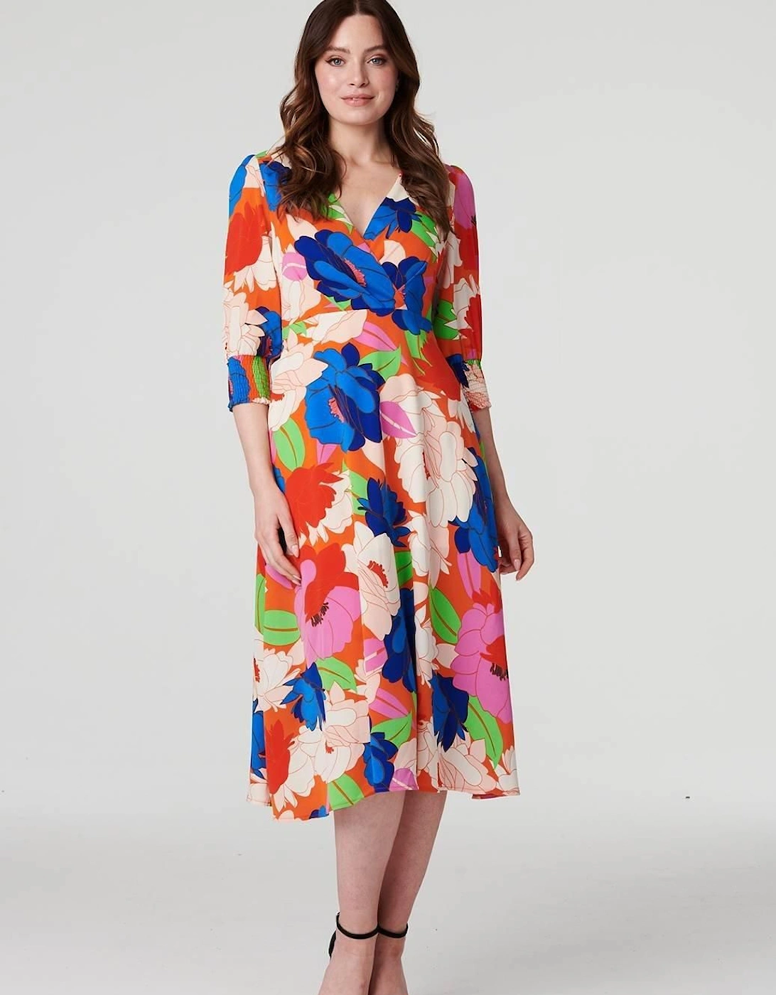Floral 3/4 Sleeve Midi Dress, 2 of 1