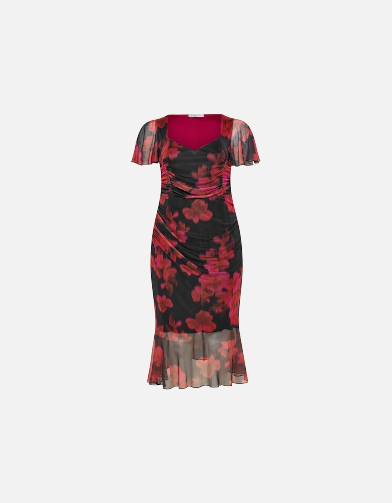 Floral Gathered Midi Dress