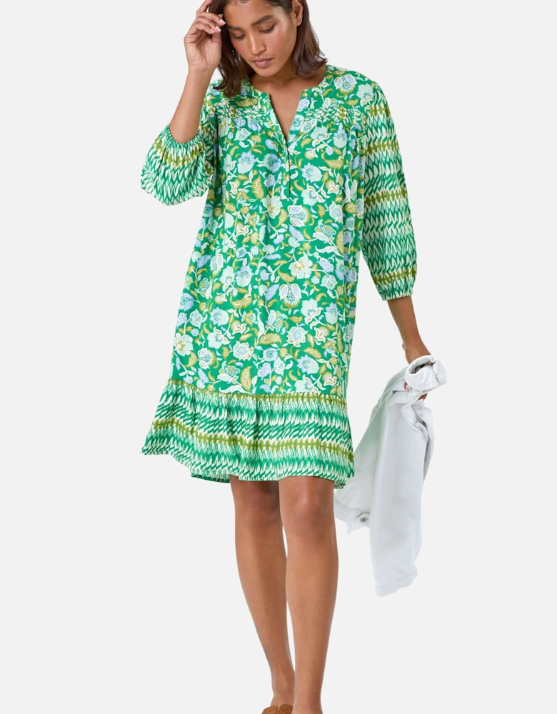 Paisley Border Print Smock Dress