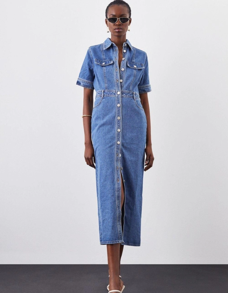 Denim Maxi Shirt Dress
