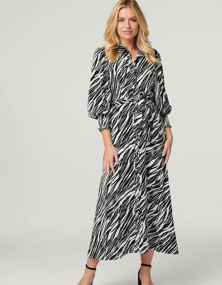 Zebra Print Puff Sleeve Dress