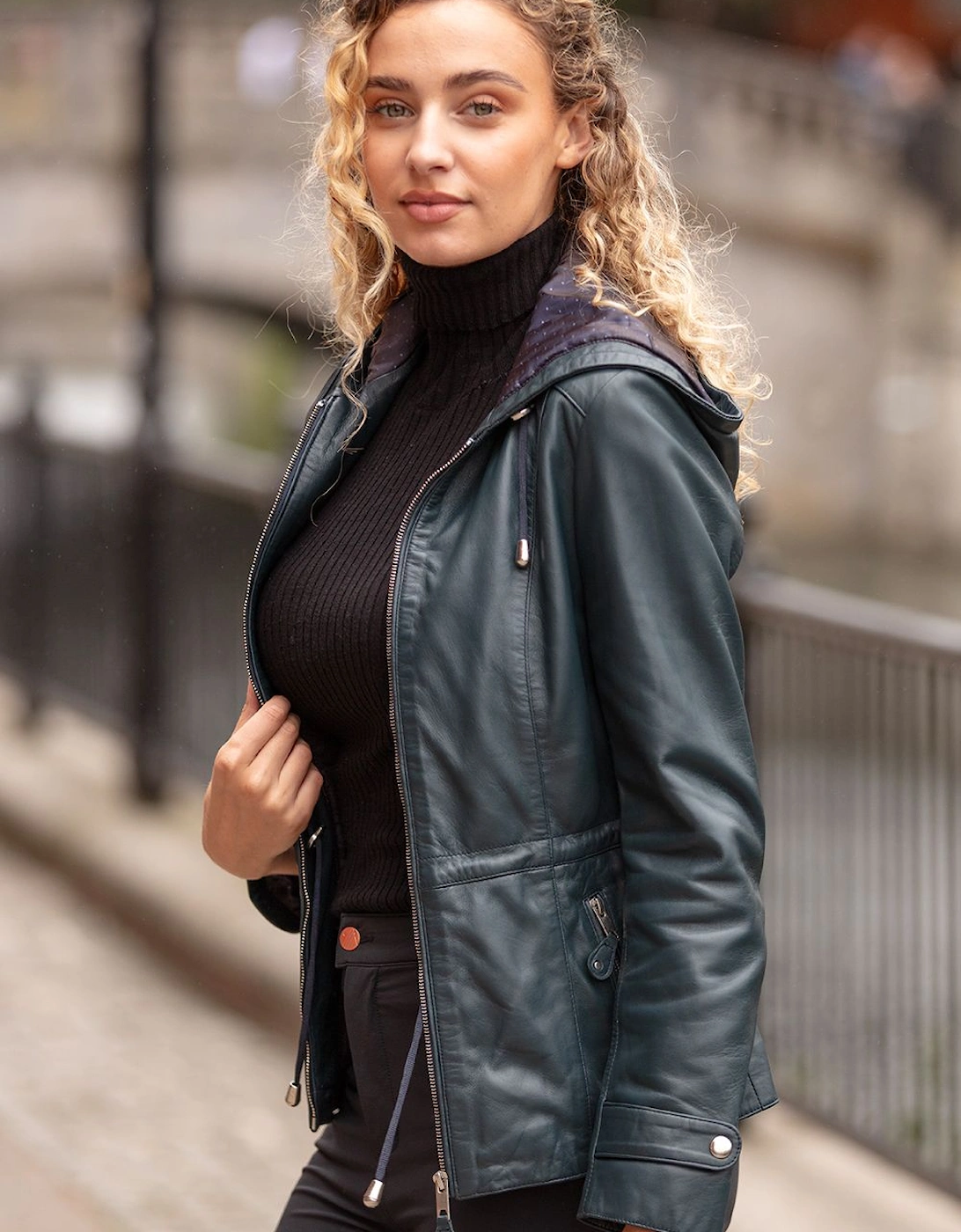 'Anne' Leather Jacket with Adjustable Waist String, 2 of 1