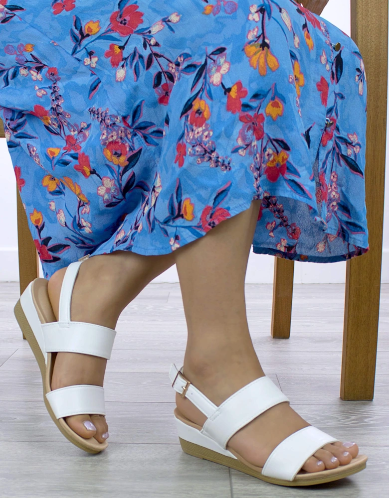 Low Wedge Heel Slingback  Sandals