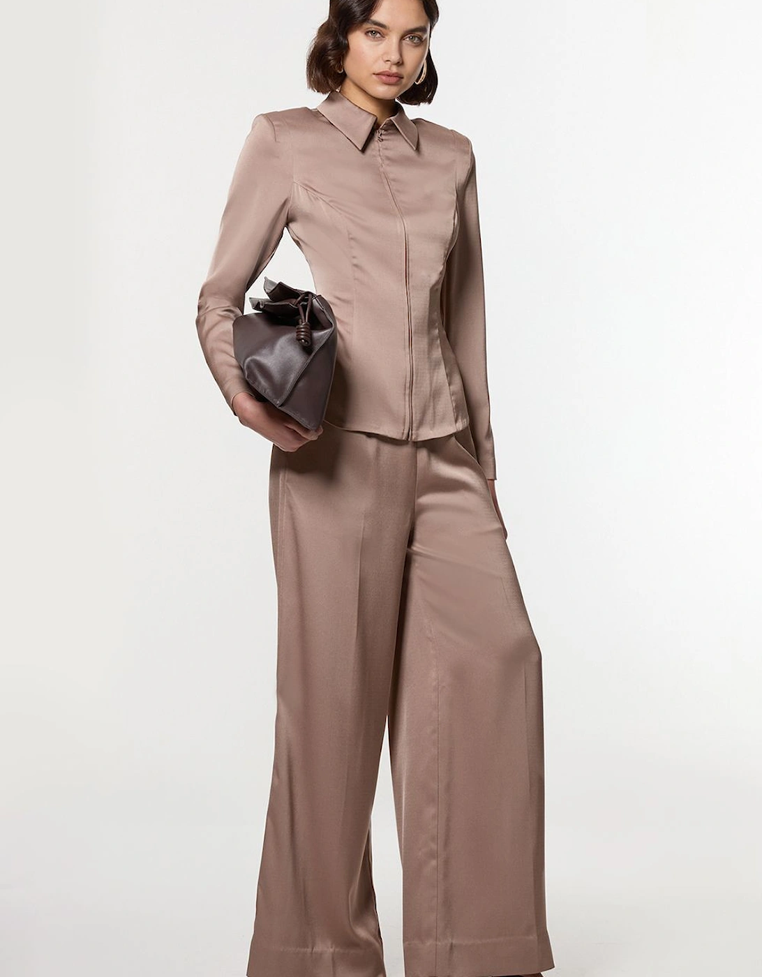 Satin Back Crepe Wide Leg Woven Trouser, 2 of 1