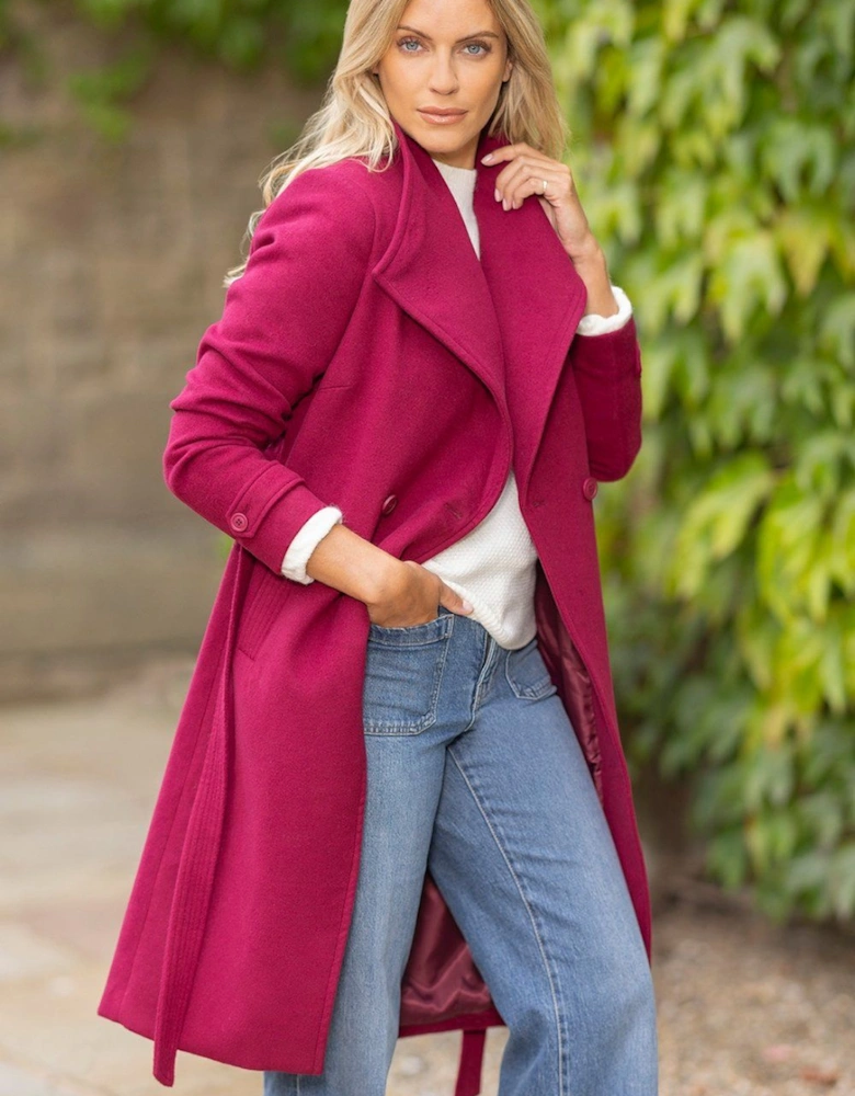 Belted Longline Faux Wool Coat