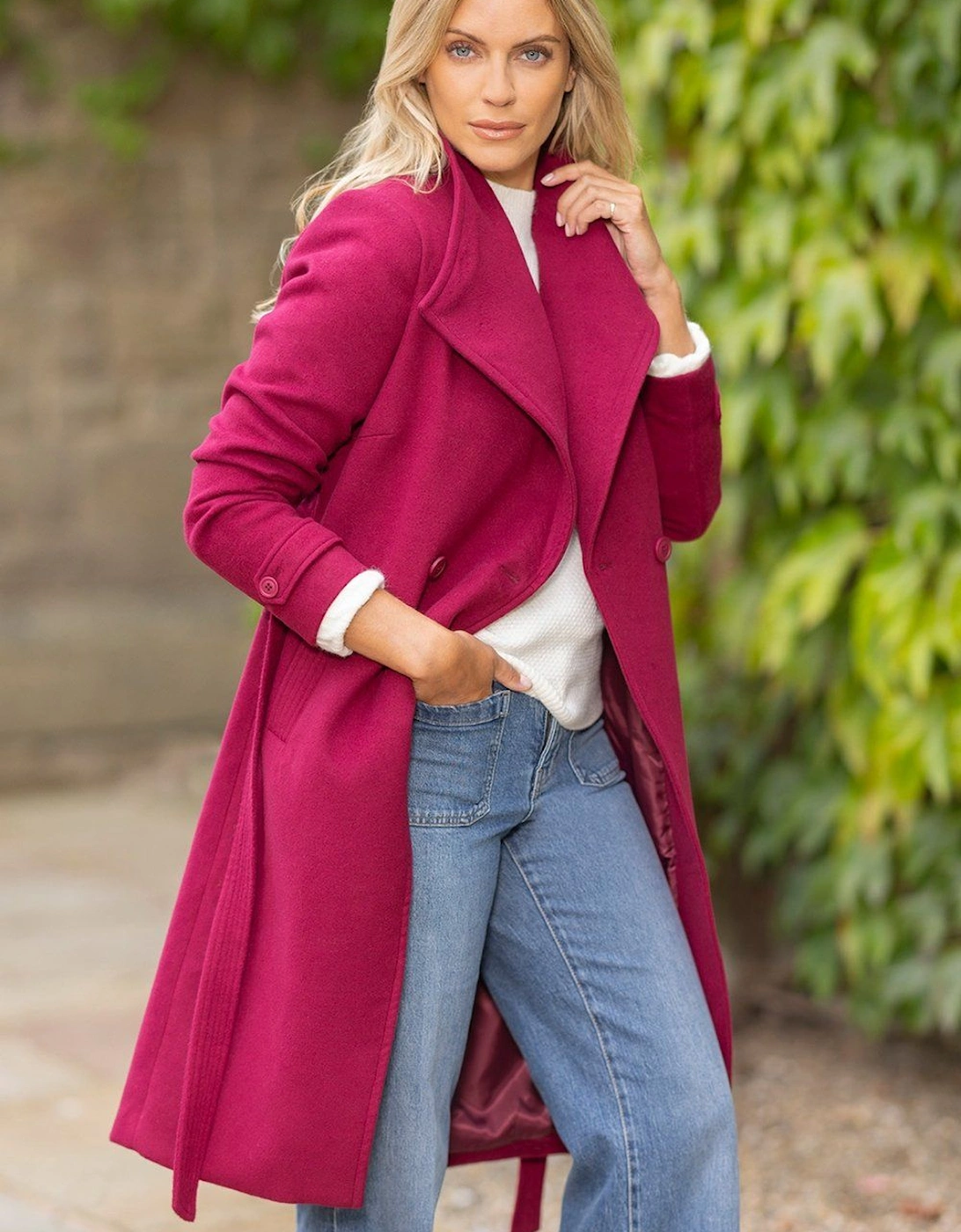 Belted Longline Faux Wool Coat, 2 of 1