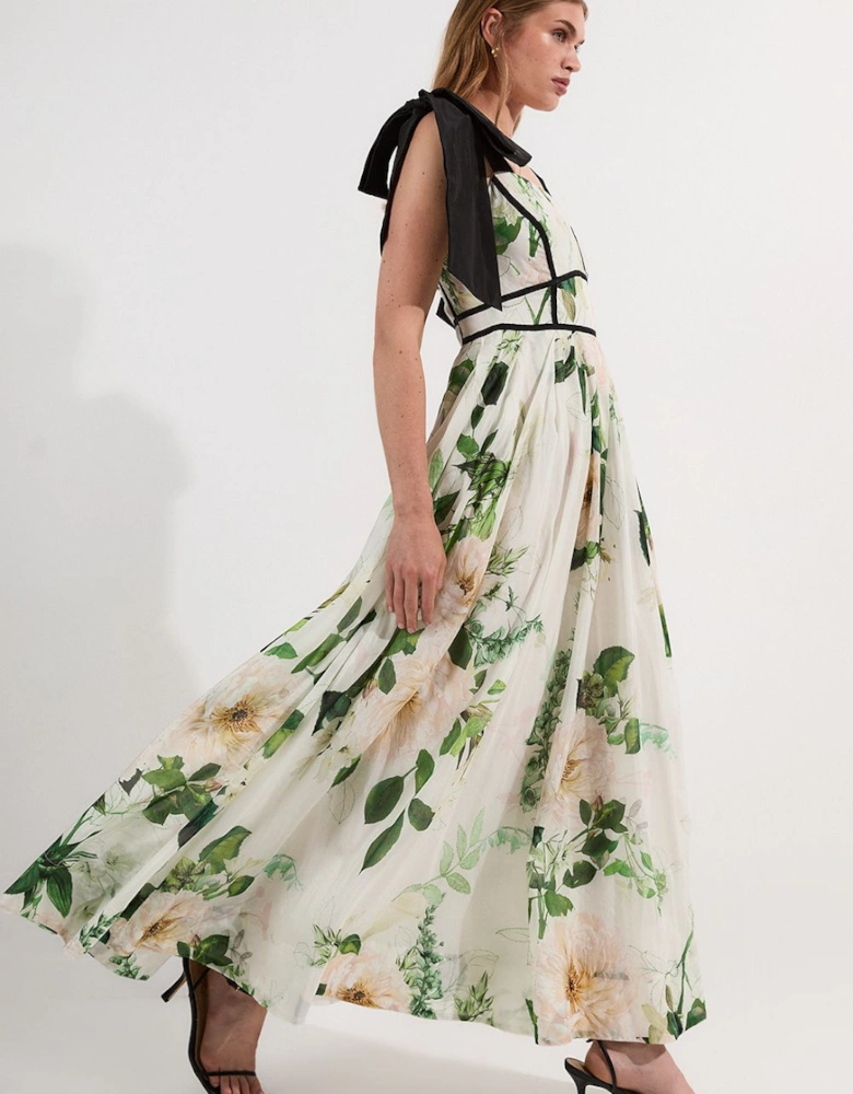 Lydia Millen Spring Floral Silk Cotton Woven Strappy Dress