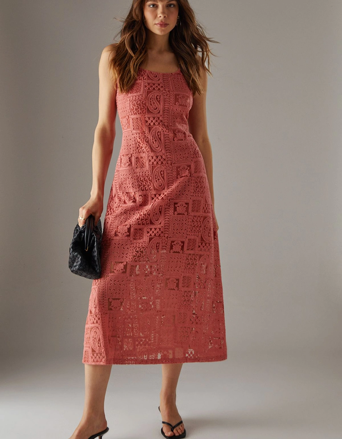 Crochet Lace Scoop Neck Midi Dress, 2 of 1