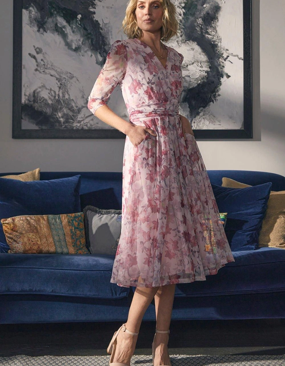 Floral Wrap Front Tea Dress, 2 of 1