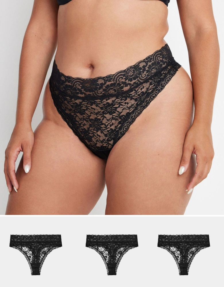 3 Pack Lace High Waisted Thongs