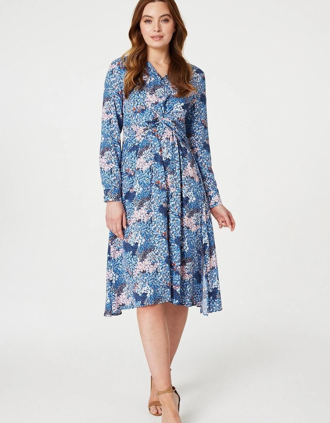 Printed Twist Front Midi Dress, 2 of 1