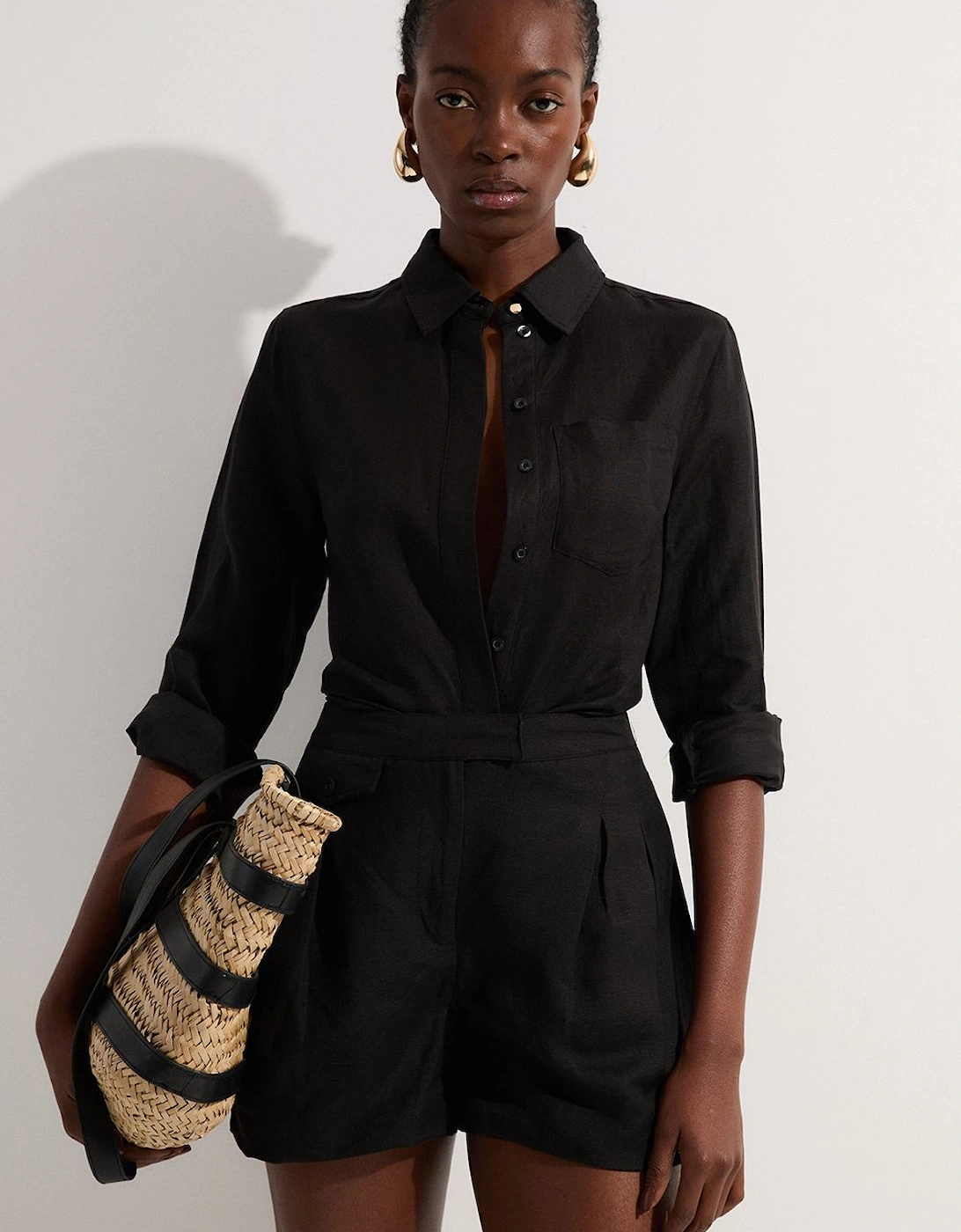 Tall Viscose Linen Woven Pocket Detail Short, 2 of 1