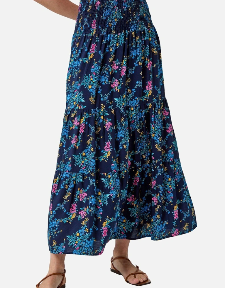 Floral Shirred Tiered Multiway Skirt Dress