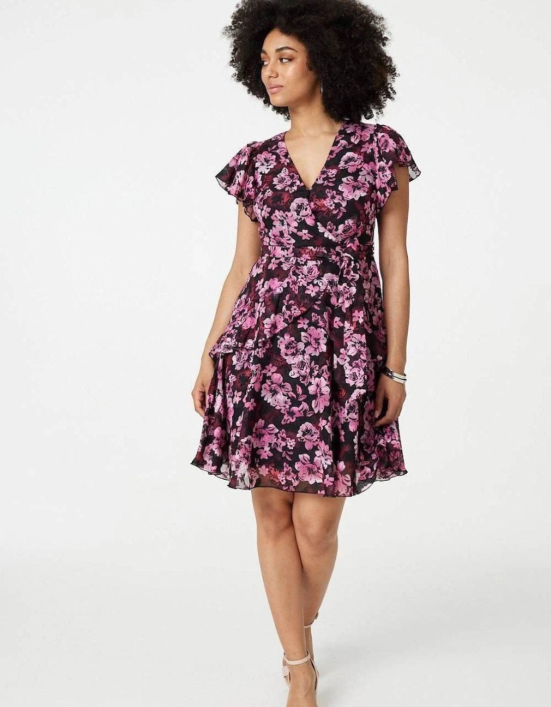 Floral Tie-Waist Ruffled Mini Dress, 2 of 1
