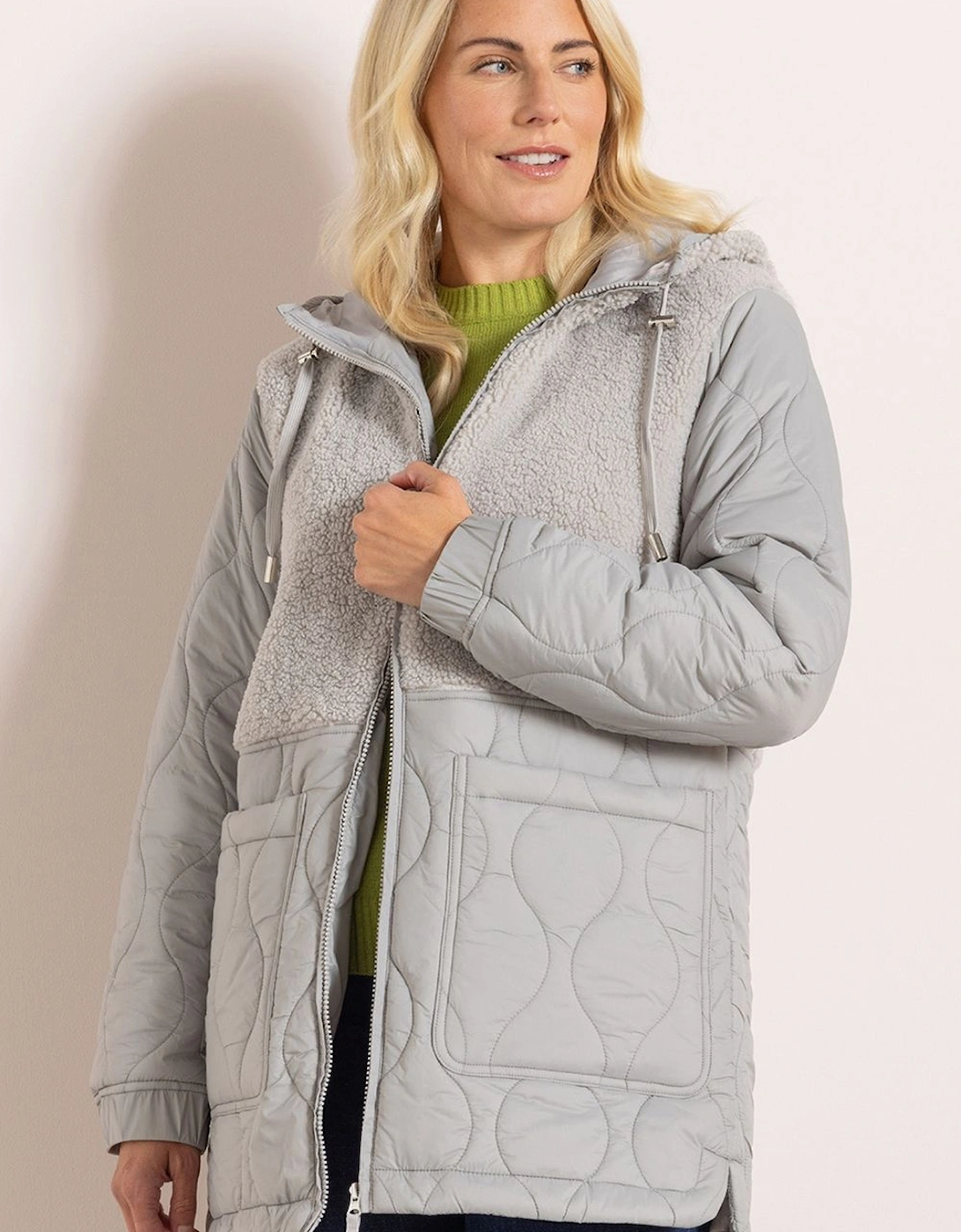 Quilted And Teddy Hooded Coat, 2 of 1