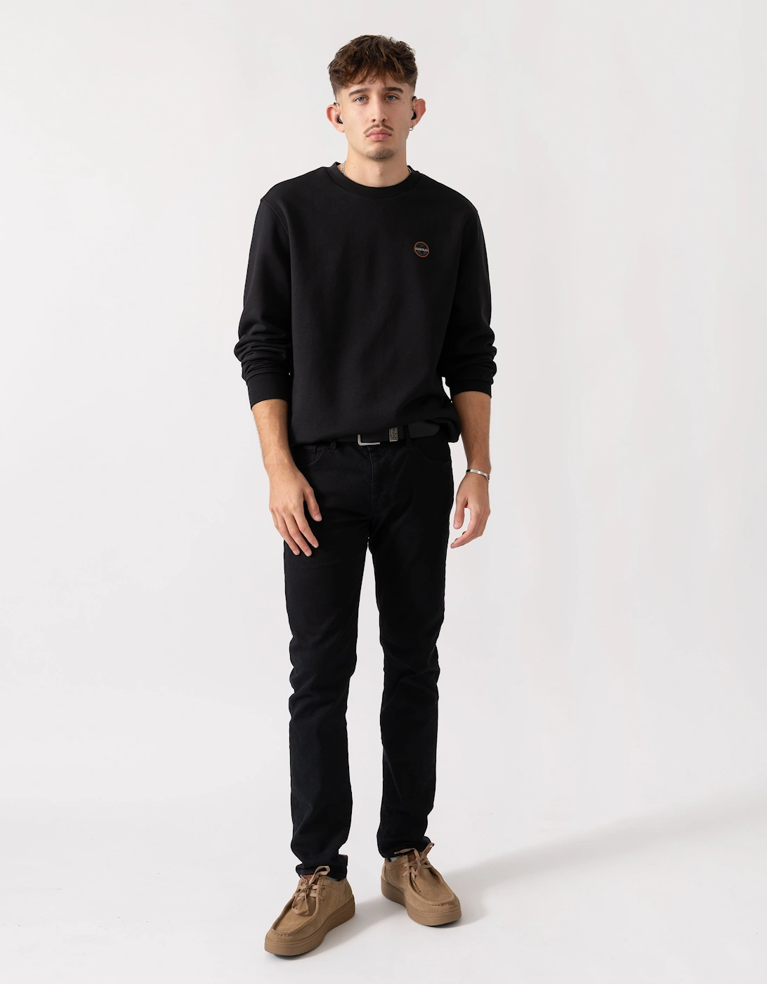 Badge Mens Crew Neck Sweatshirt - Black Beauty 941