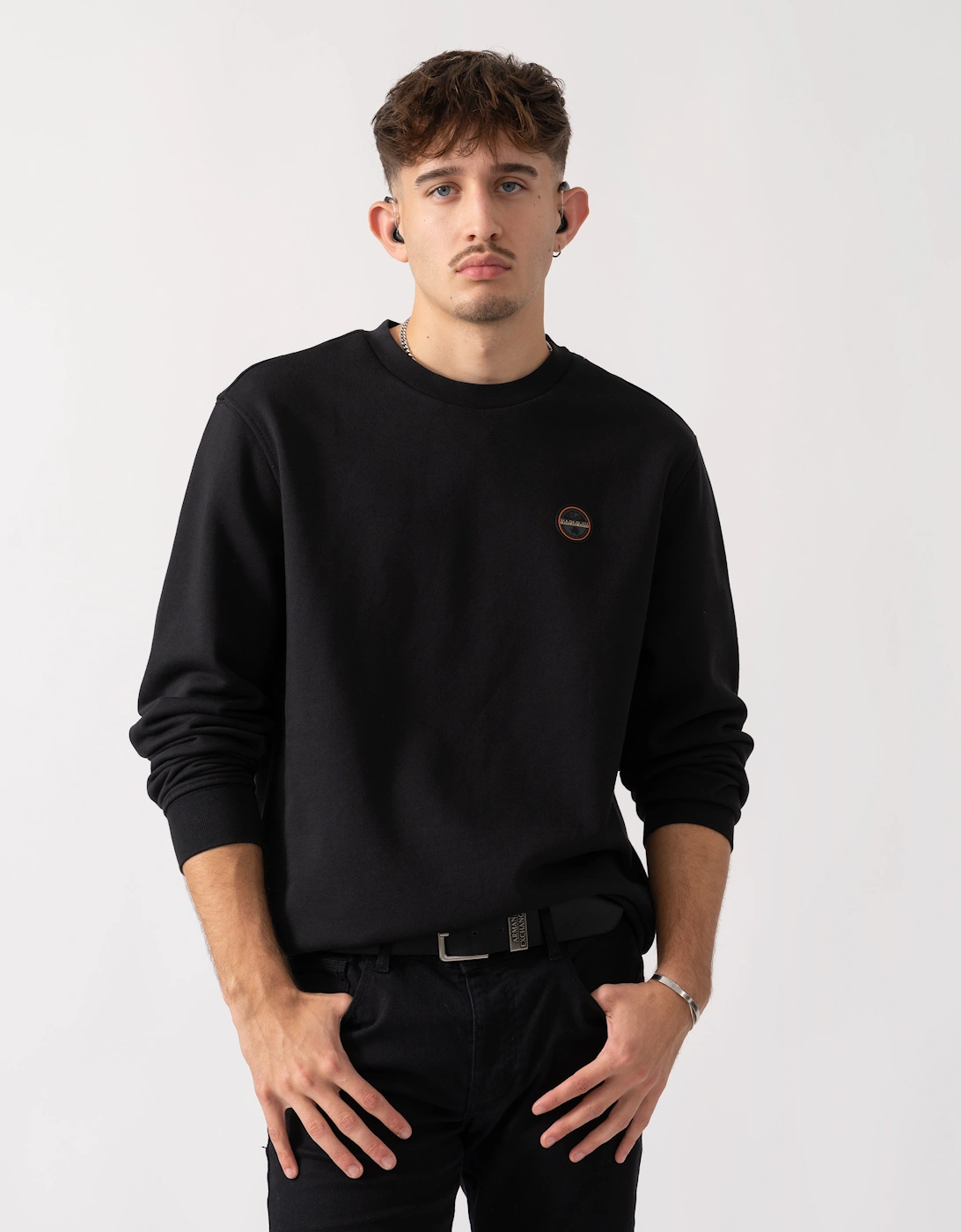 Badge Mens Crew Neck Sweatshirt - Black Beauty 941, 6 of 5