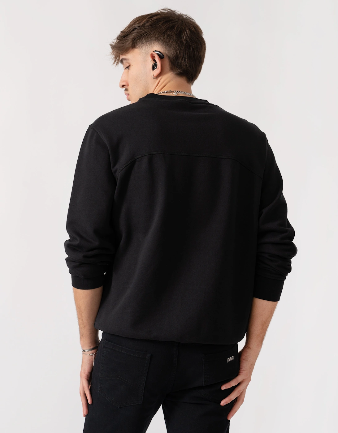 Badge Mens Crew Neck Sweatshirt - Black Beauty 941