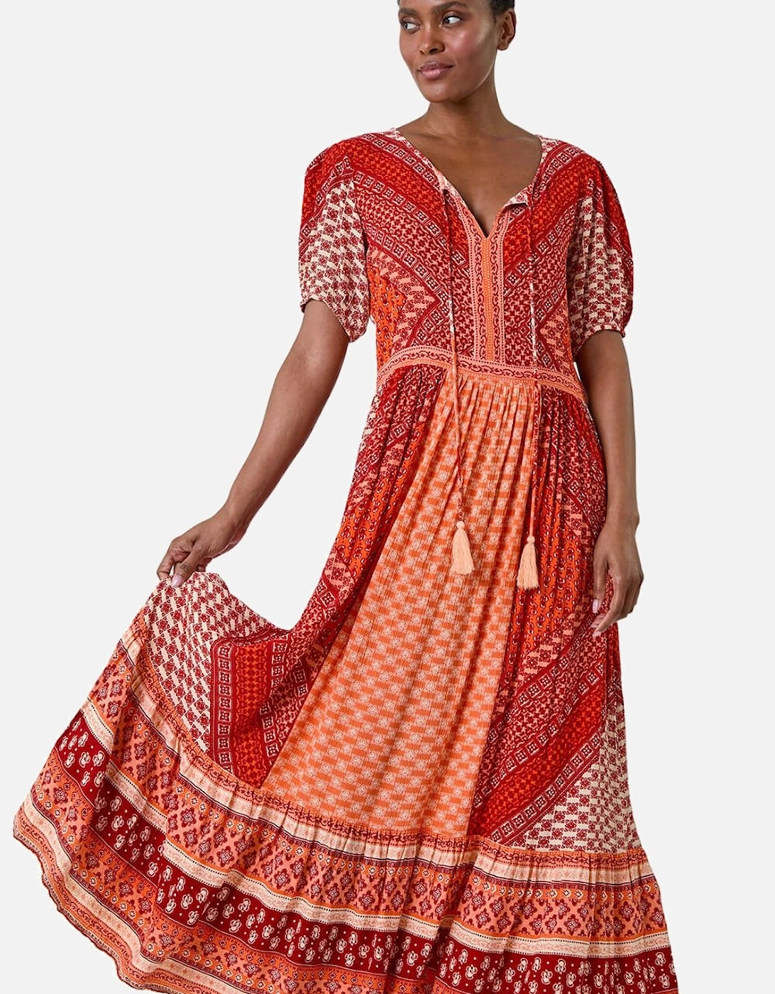 Stripe Border Print Crinkle Maxi Dress, 2 of 1